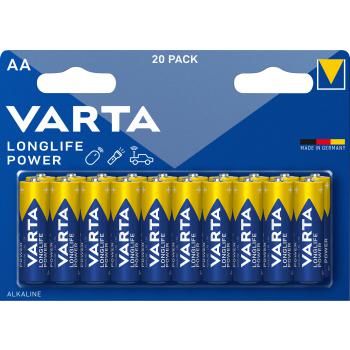 Varta Batterie Alkaline, Mignon, AA, LR06, 1.5V Longlife Power, Retail Blister 20-Pack