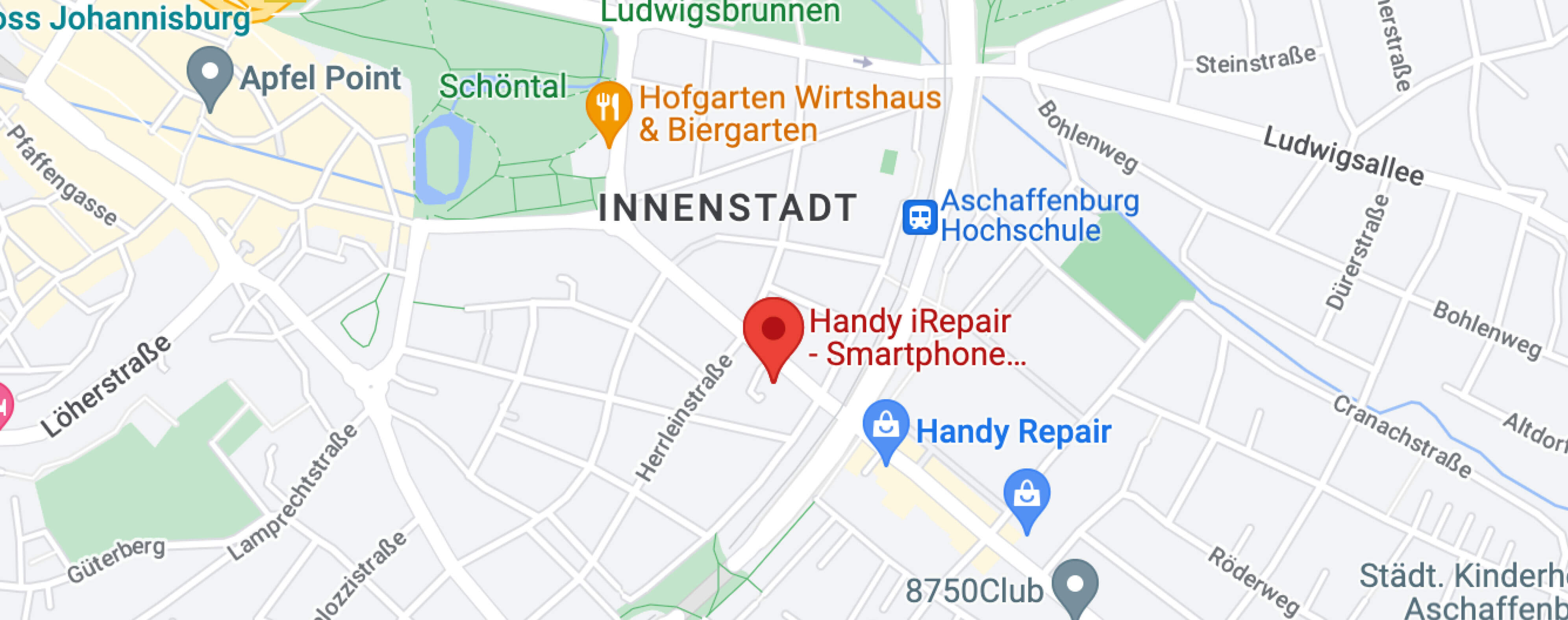 Kartenausschnitt zur Lage von Handy iRepair in Aschaffenburg